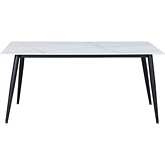 Mary 63" Dining Table in White Sintered Stone & Black Steel